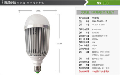 廠家直銷室內led球泡燈 LED節(jié)能燈泡 LED燈具 18W 大功率車鋁燈泡圖片,廠家直銷室內led球泡燈 LED節(jié)能燈泡 LED燈具 18W 大功率車鋁燈泡圖片大全,中山市艾能極光電技術-4-